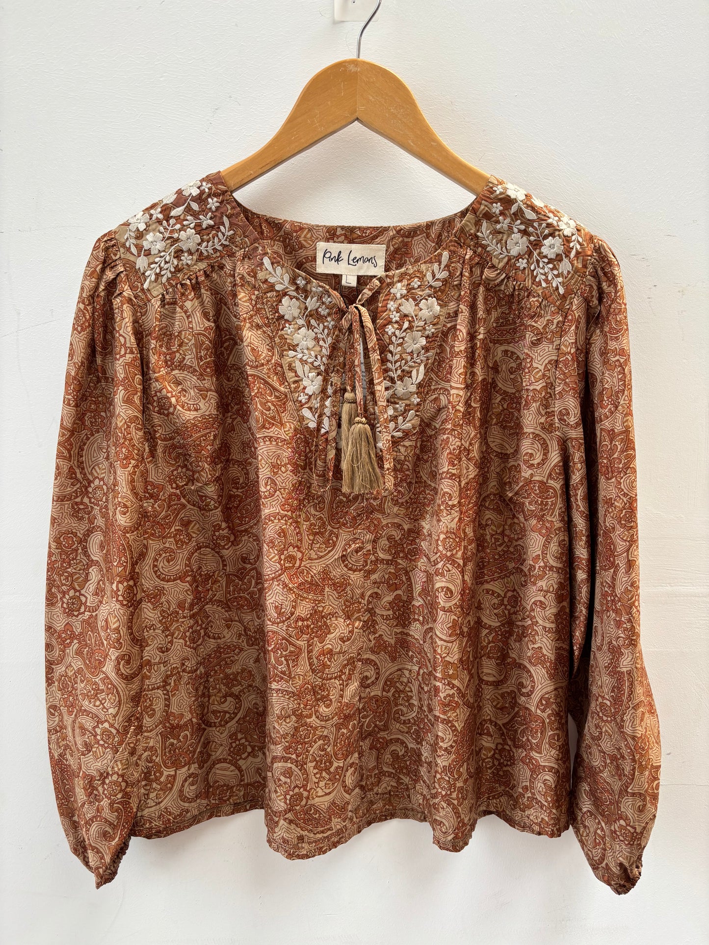 Lolita Embroidered Silk Blouse L - 195