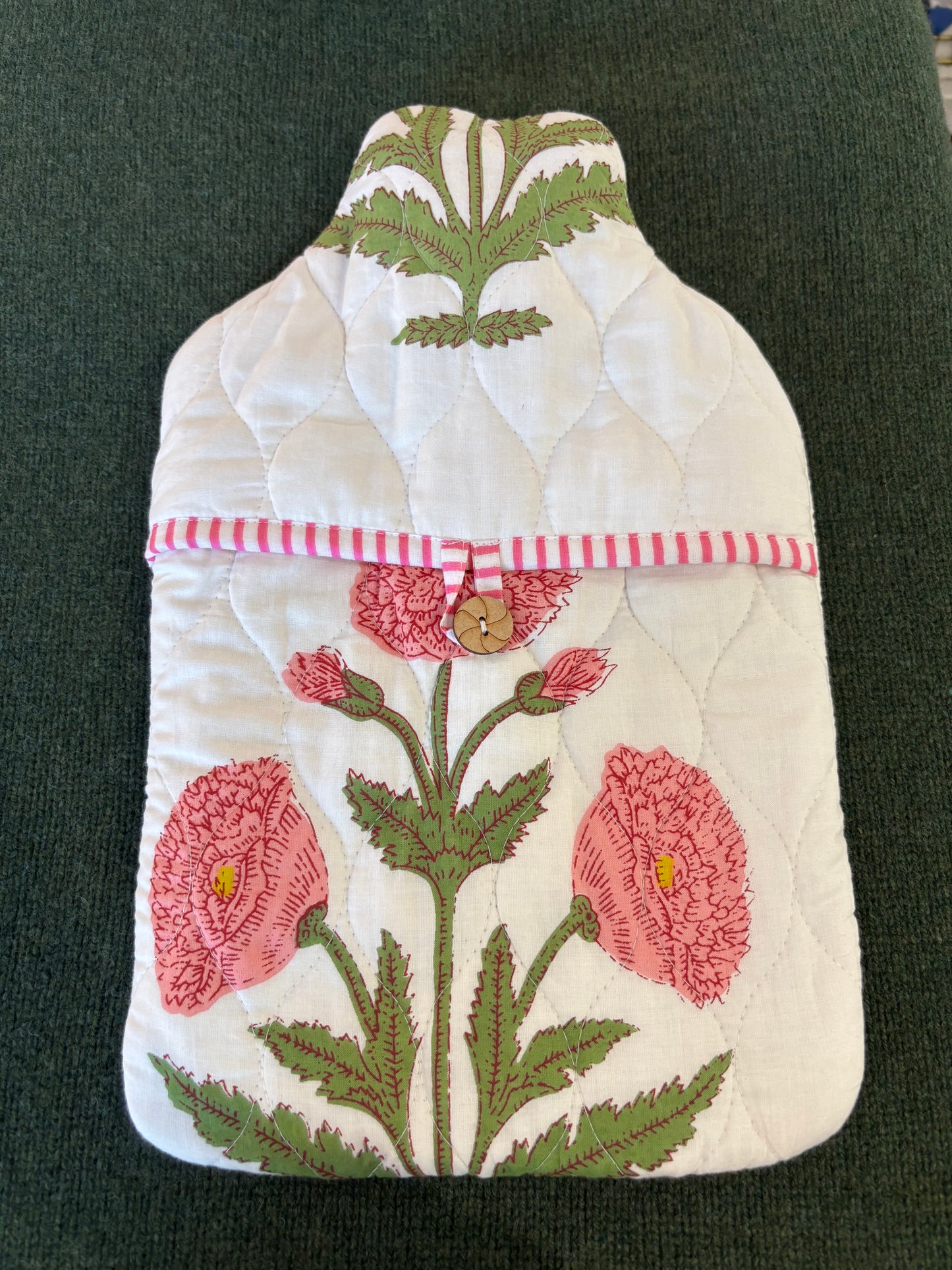 Hot Water Bottle Cover - Pink Poppy