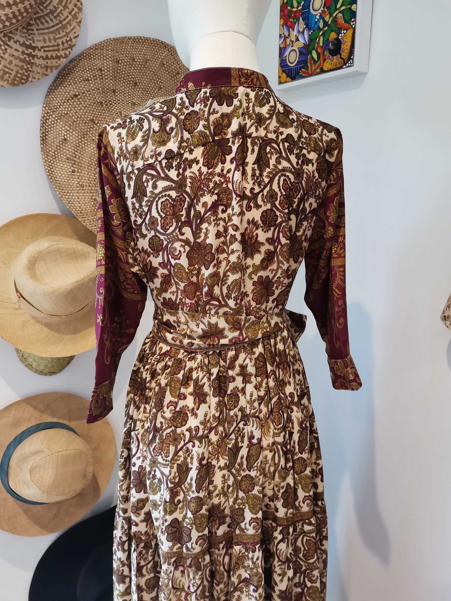 Prairie Round Neck Silk Dress S  - 013