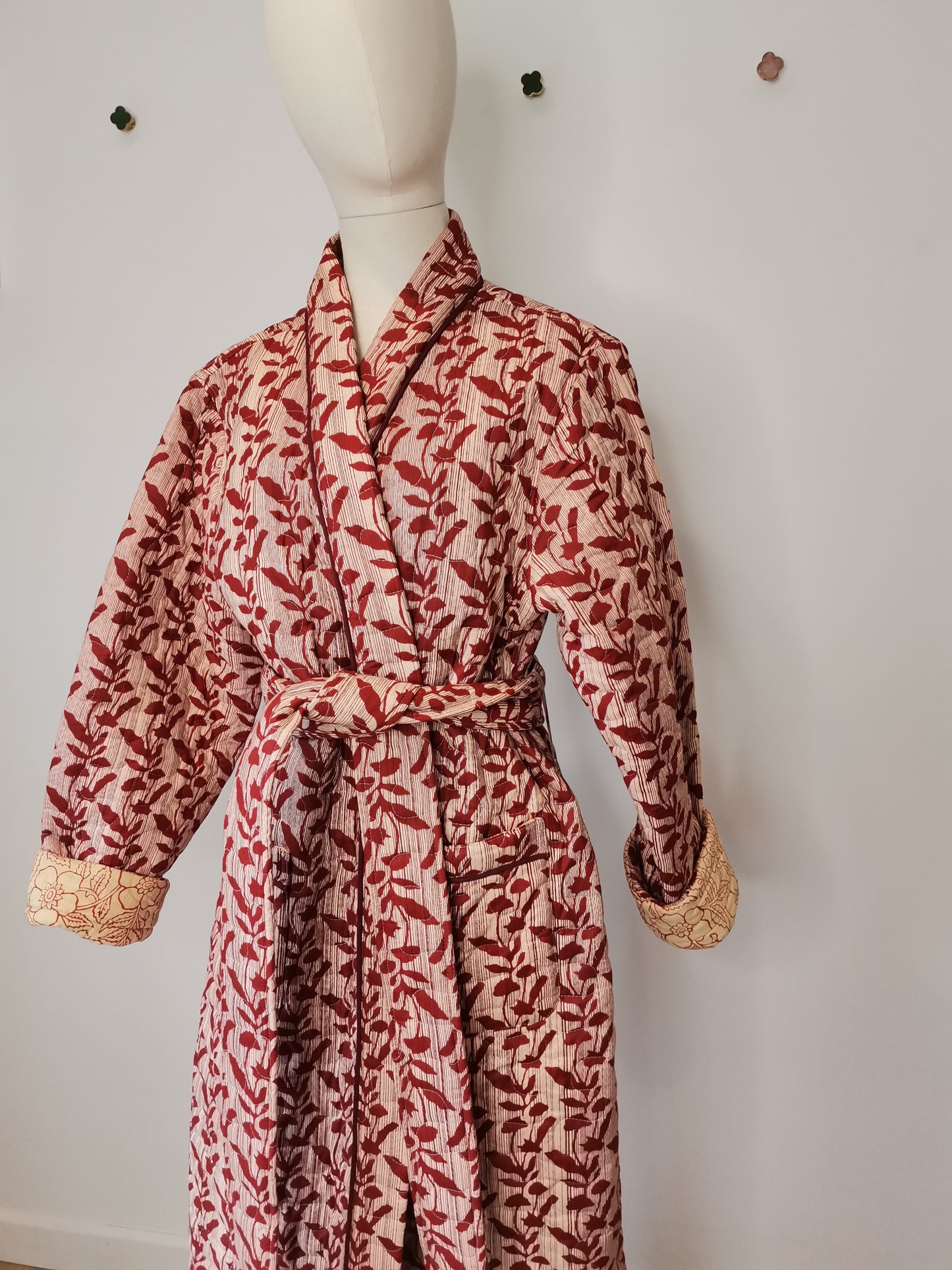 Reversible Quilted Dressing Gown Sample - Leaf