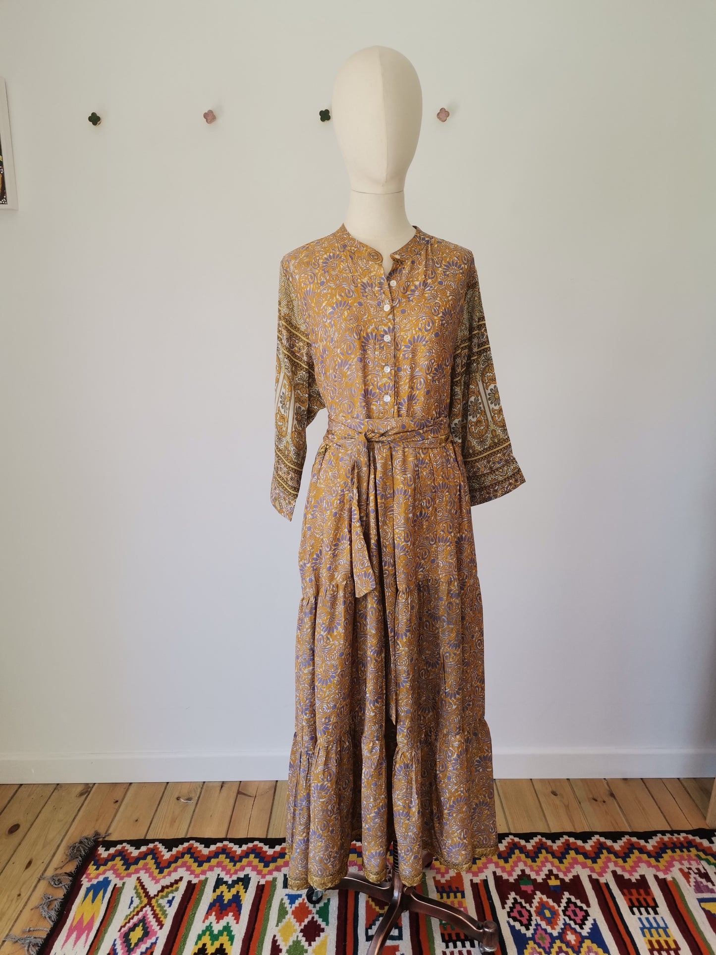 Prairie Round Neck Silk Dress XXXL  - 014