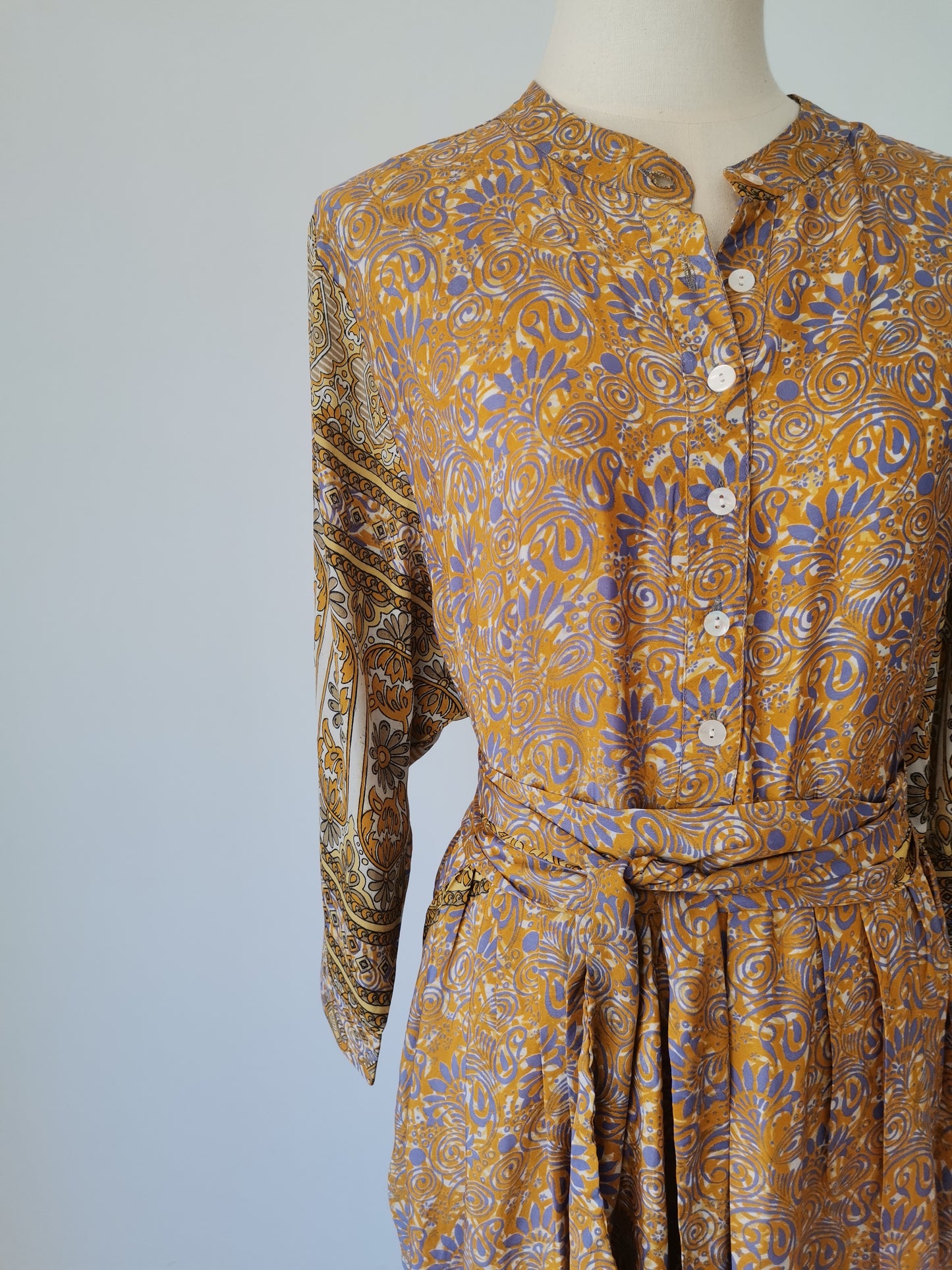 Prairie Round Neck Silk Dress XXXL  - 014