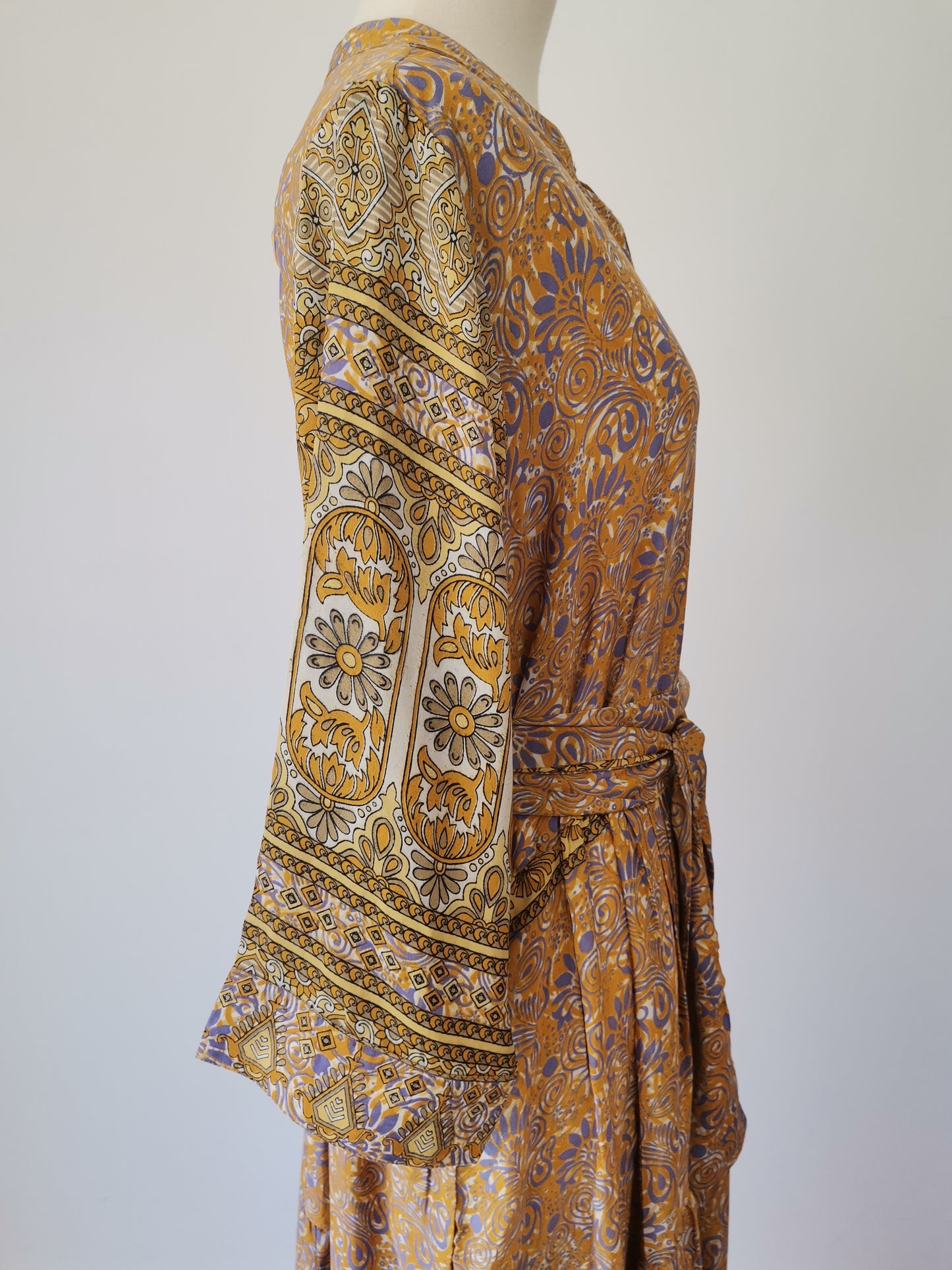 Prairie Round Neck Silk Dress XXXL  - 014