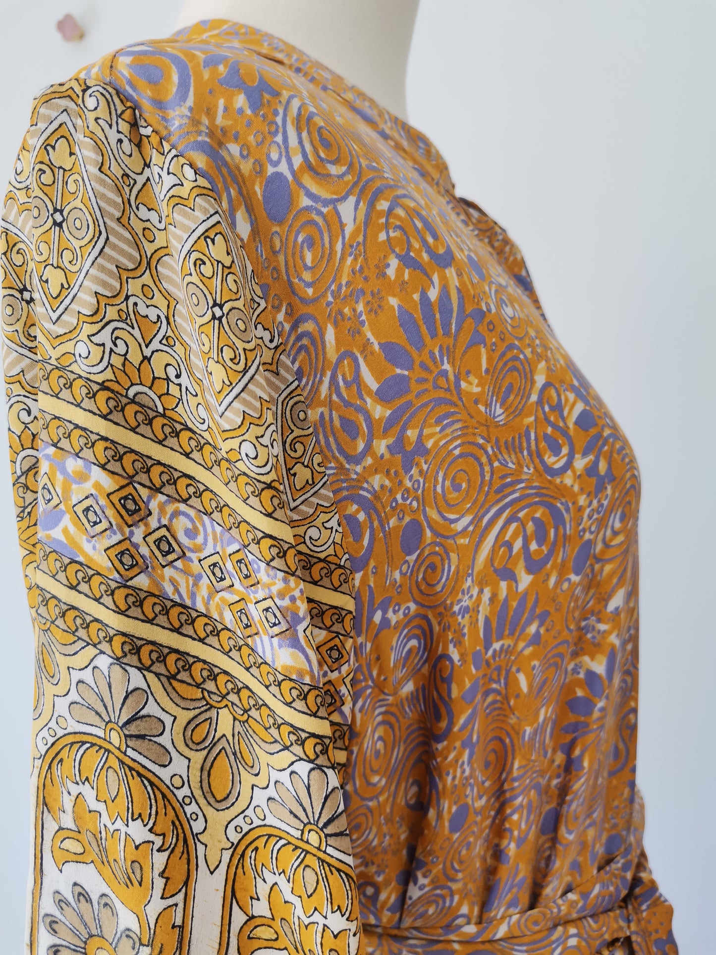 Prairie Round Neck Silk Dress XXXL  - 014