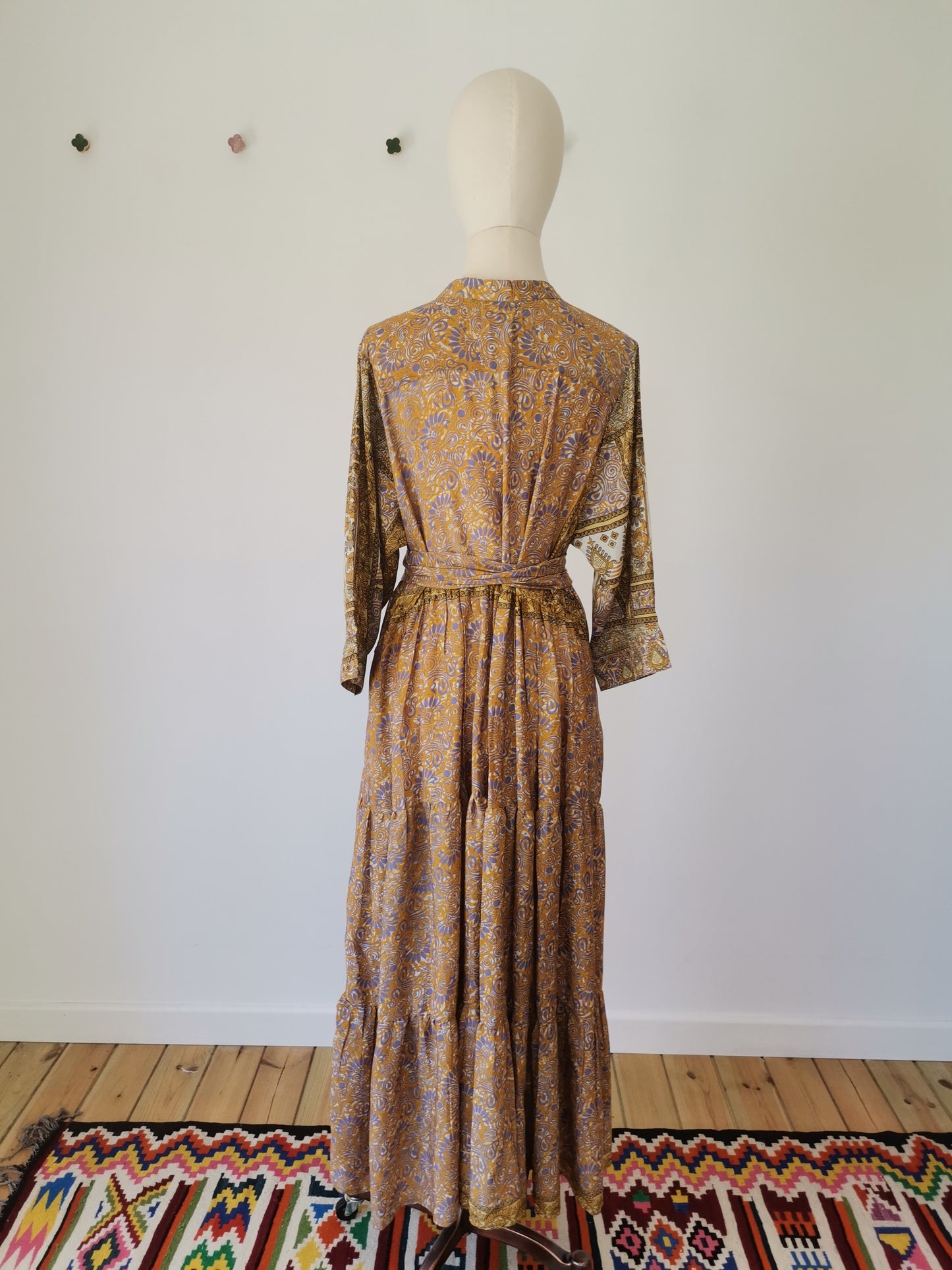 Prairie Round Neck Silk Dress XXXL  - 014