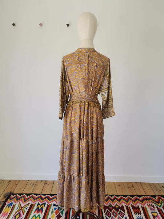 Prairie Round Neck Silk Dress XXXL  - 014