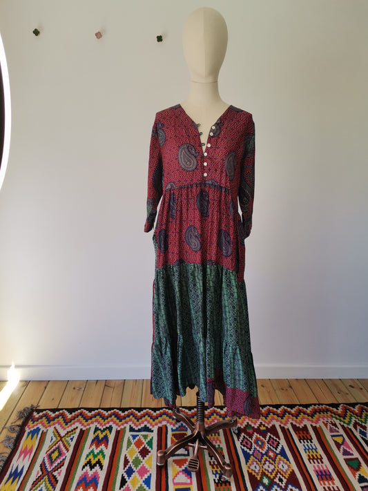 Prairie V-neck Silk Dress L - 039