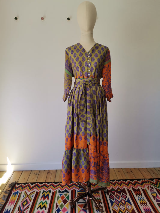 Prairie V-neck Silk Dress L - 035