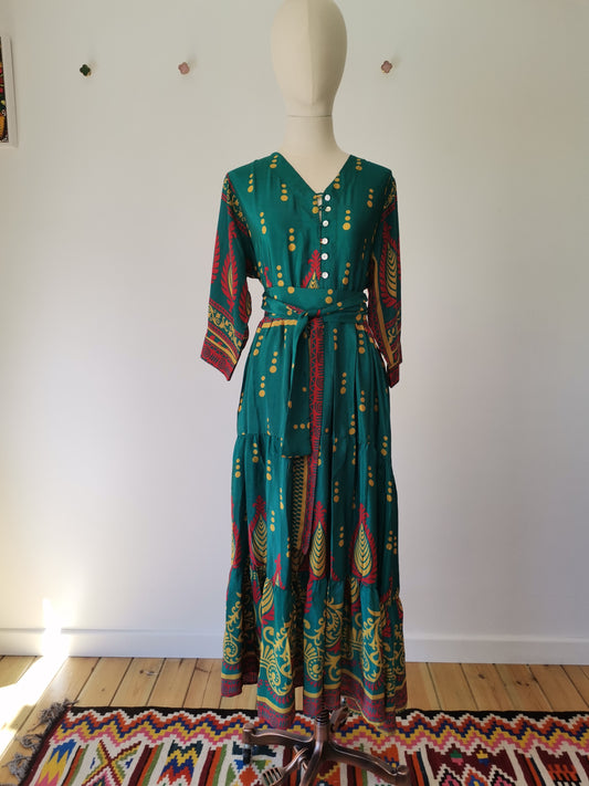 Prairie V-neck Silk Dress L - 036