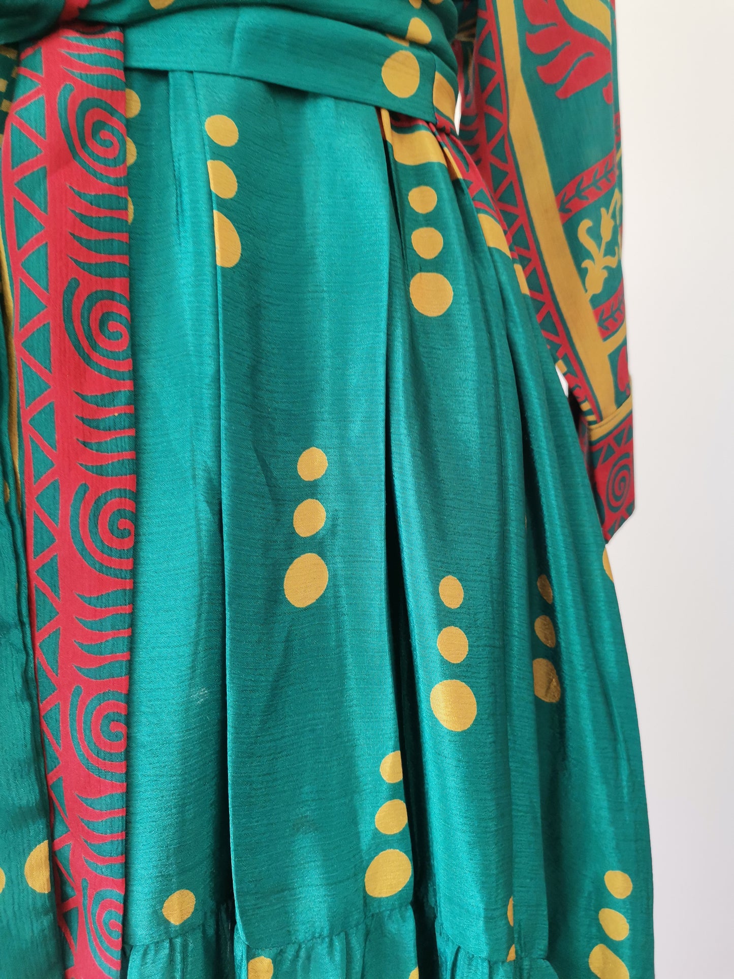 Prairie V-neck Silk Dress L - 036