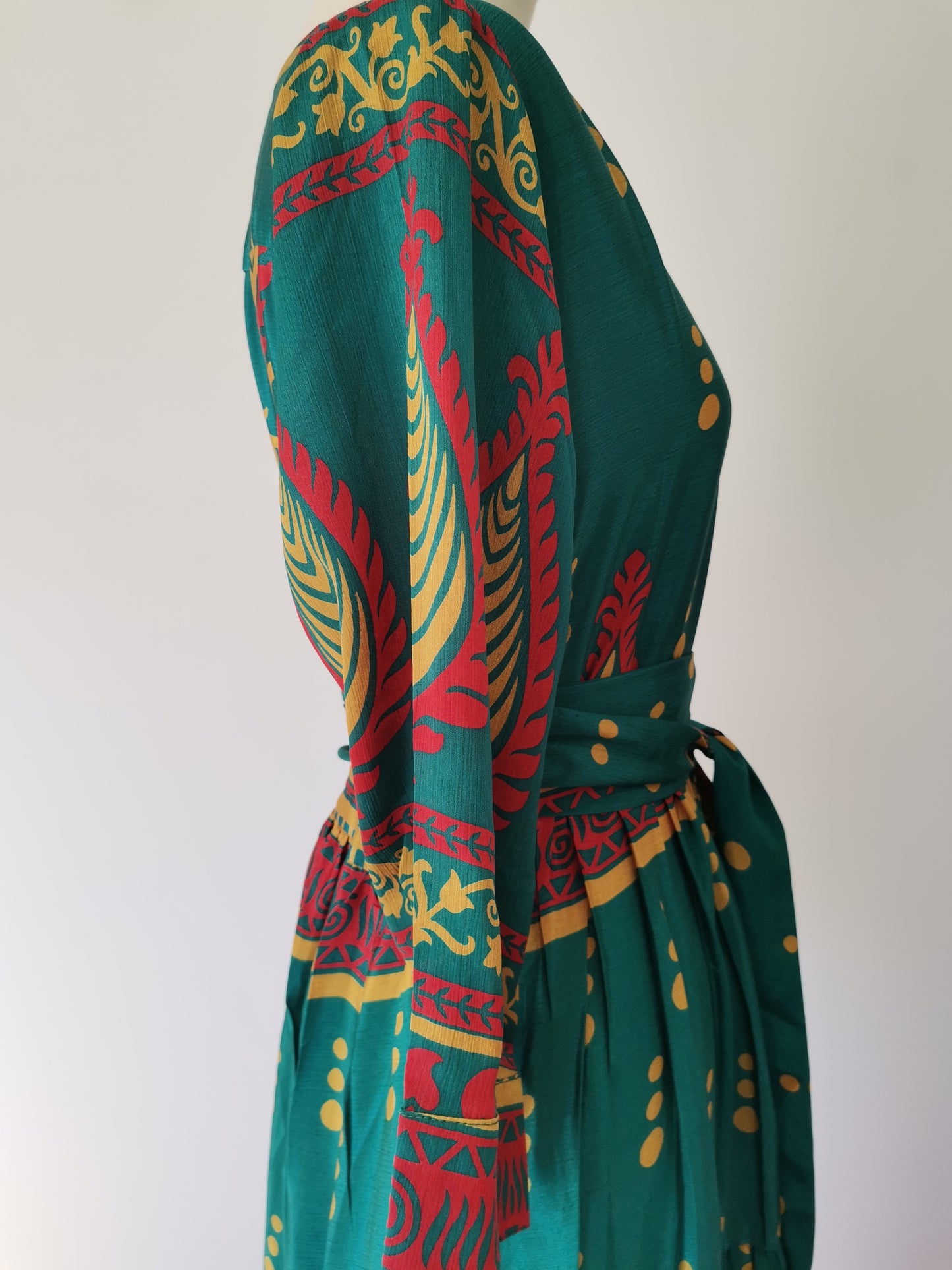 Prairie V-neck Silk Dress L - 036