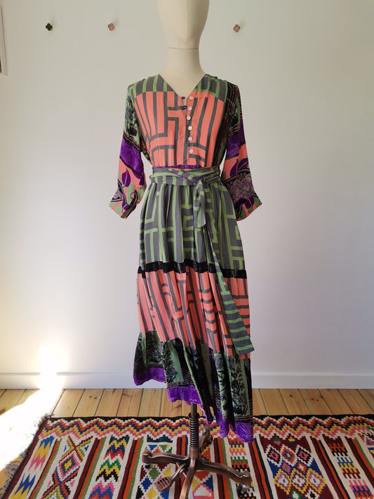 Prairie V-neck Silk Dress XS - 034
