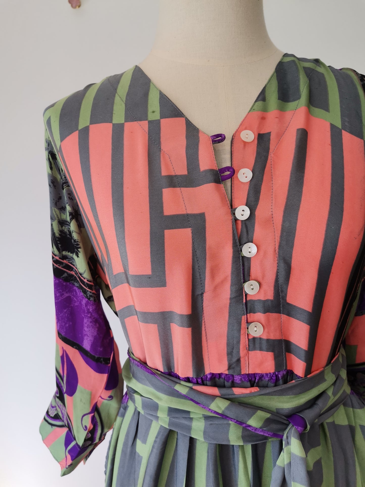 Prairie V-neck Silk Dress XS - 034