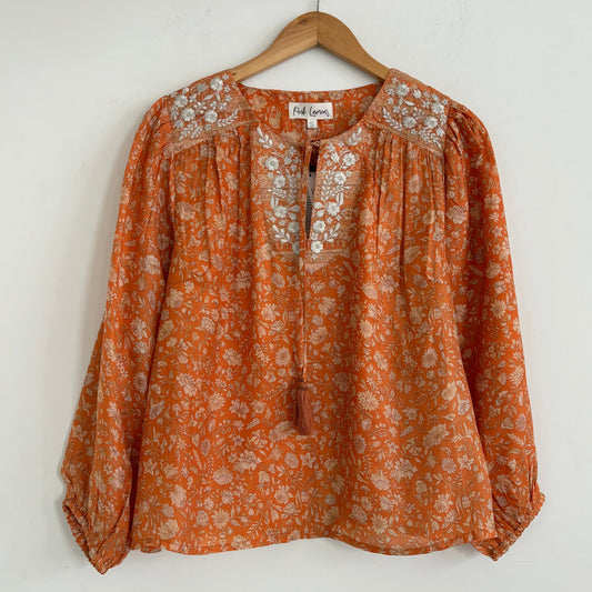 Lolita Embroidered Silk Blouse 180 - L