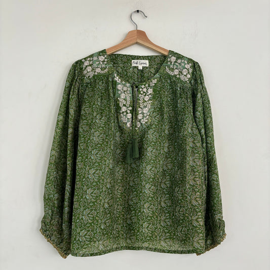 Lolita Embroidered Silk Blouse 135 - L