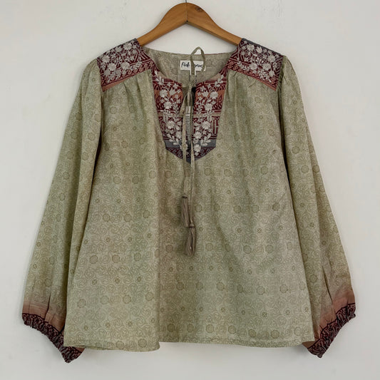 Lolita Embroidered Silk Blouse 120 - L