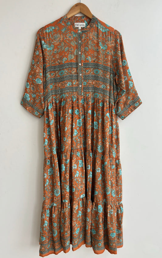 Prairie Round Neck Silk Dress 207 - L