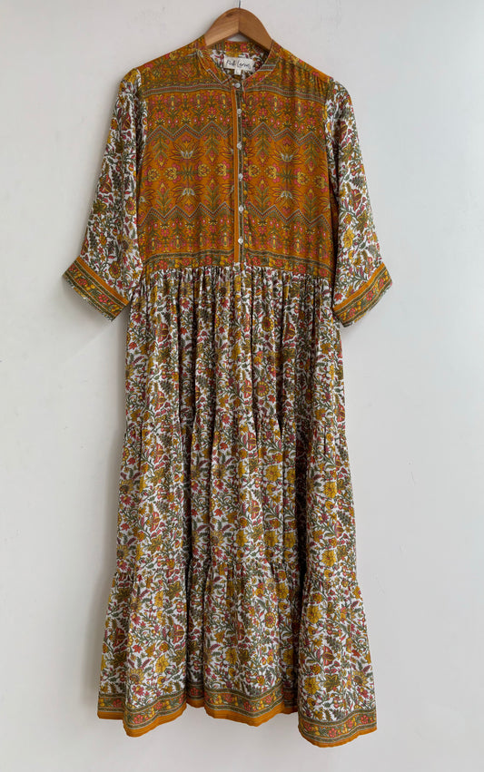 Prairie Round Neck Silk Dress 211 - L