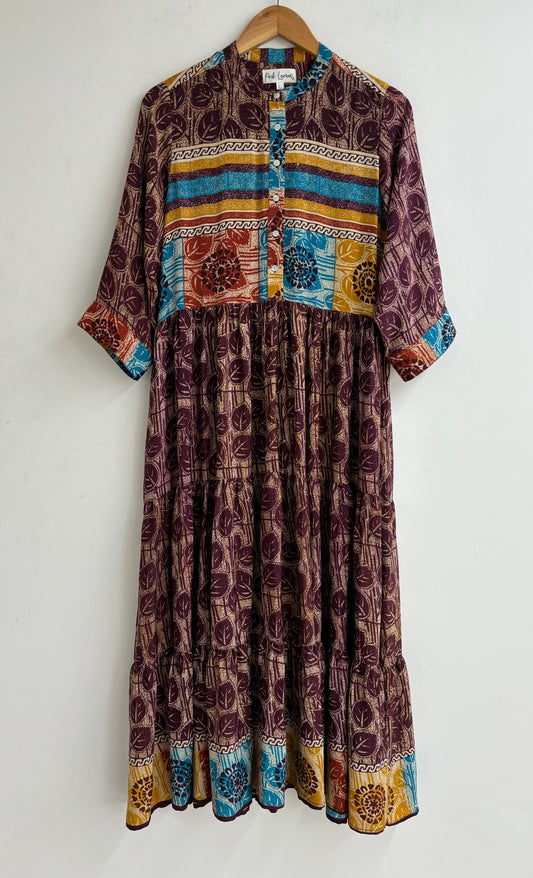 Prairie Round Neck Silk Dress 213 - L