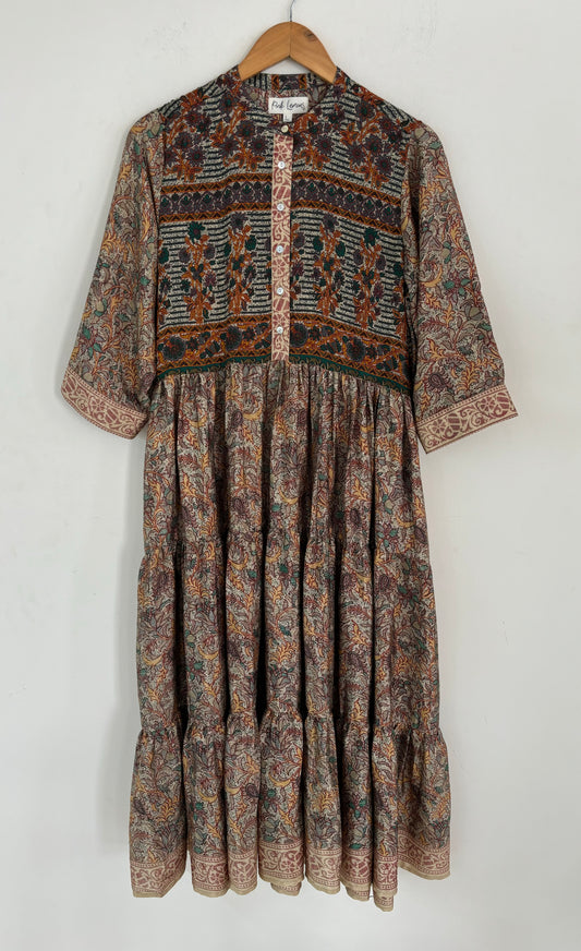 Prairie Round Neck Silk Dress 228 - L