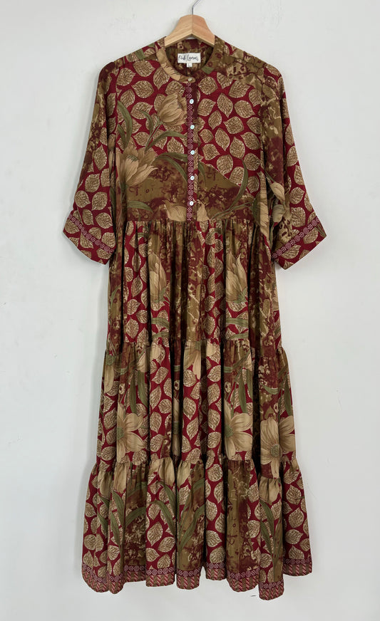 Prairie Round Neck Silk Dress 233 - L