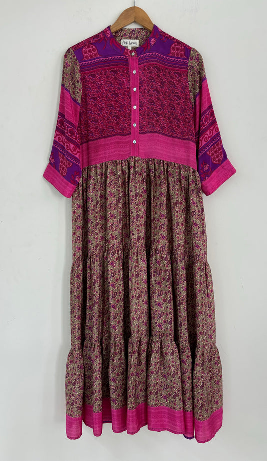 Prairie Round Neck Silk Dress 234 - L