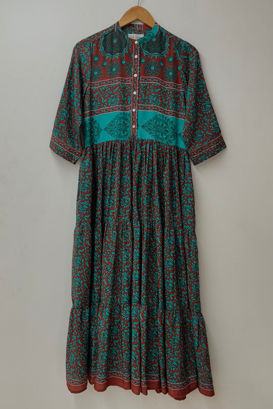 Prairie Round Neck Silk Dress 281 - S