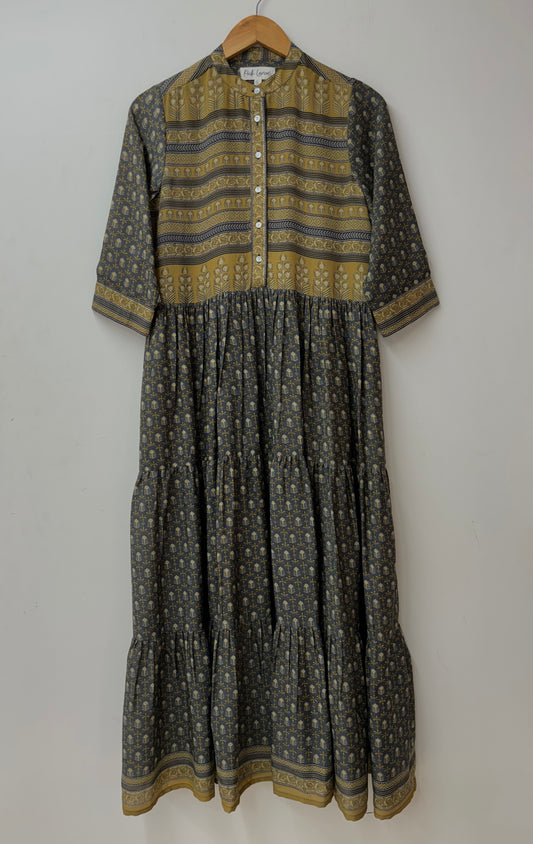 Prairie Round Neck Silk Dress 283 - S