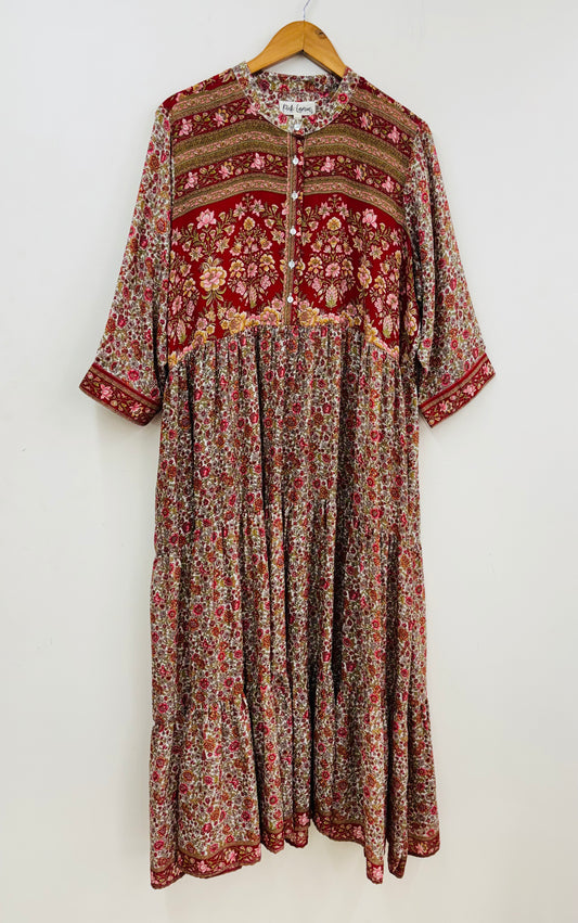 Prairie Round Neck Silk Dress 295 - XXXL