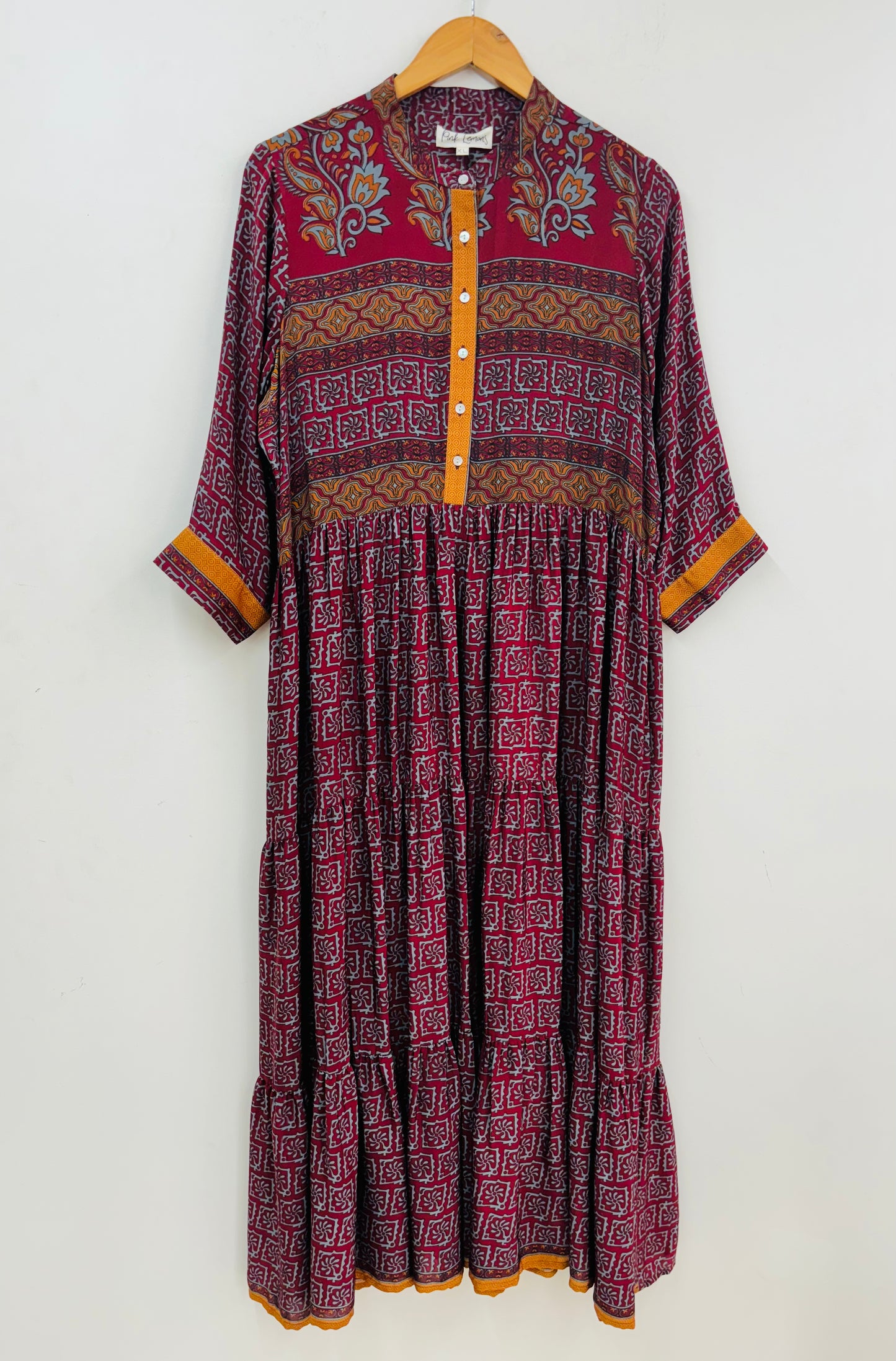 Prairie Round Neck Silk Dress 297 - XL