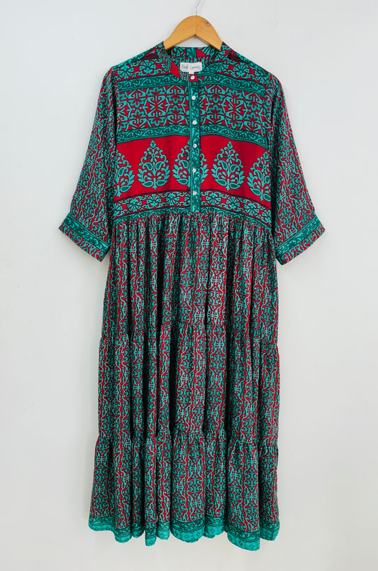 Prairie Round Neck Silk Dress 308 - XL