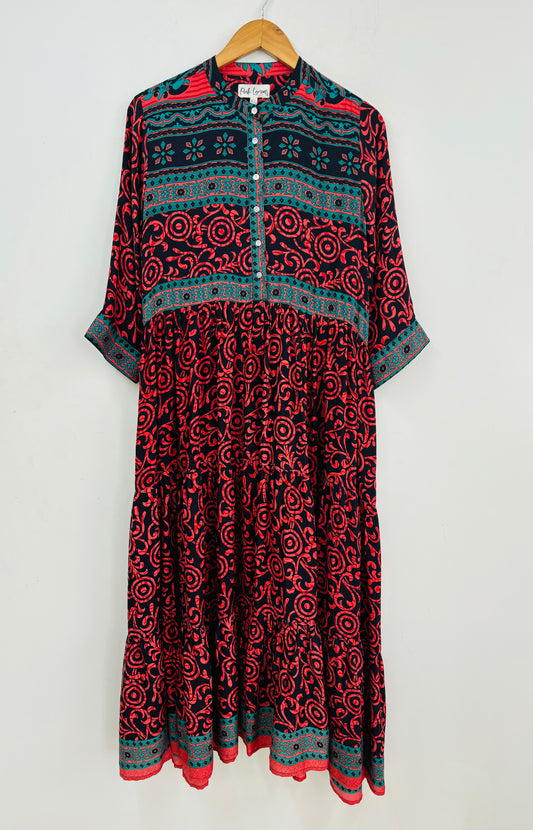 Prairie Round Neck Silk Dress 309 - XL