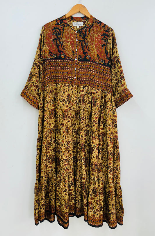 Prairie Round Neck Silk Dress 310 - XXXL