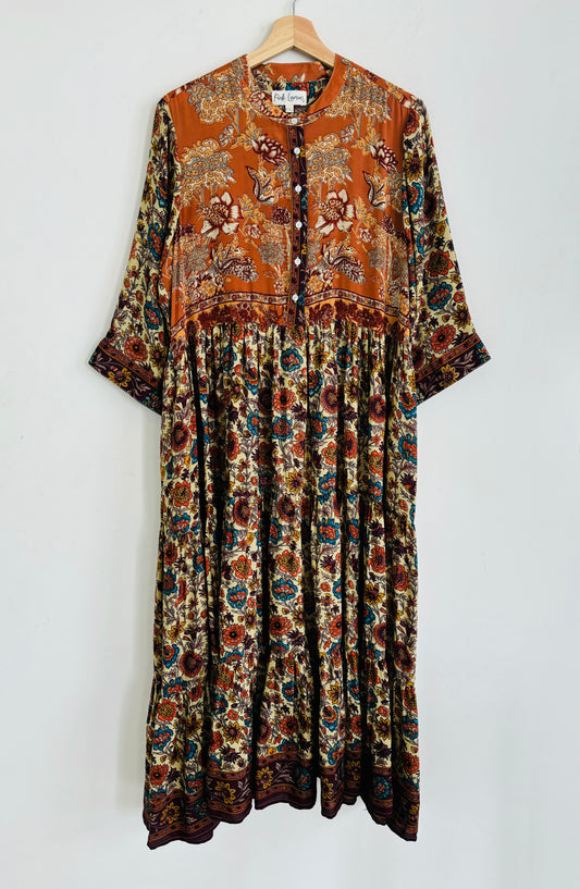 Prairie Round Neck Silk Dress 321 - XXL