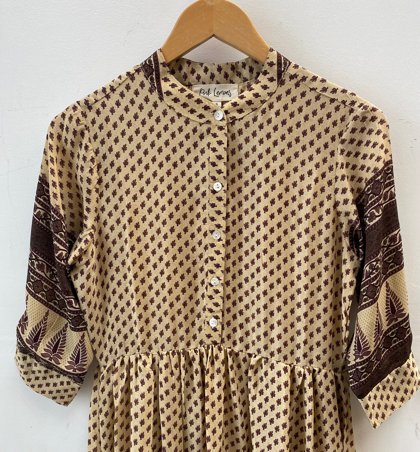 Prairie Round Neck Silk Dress S  - 016