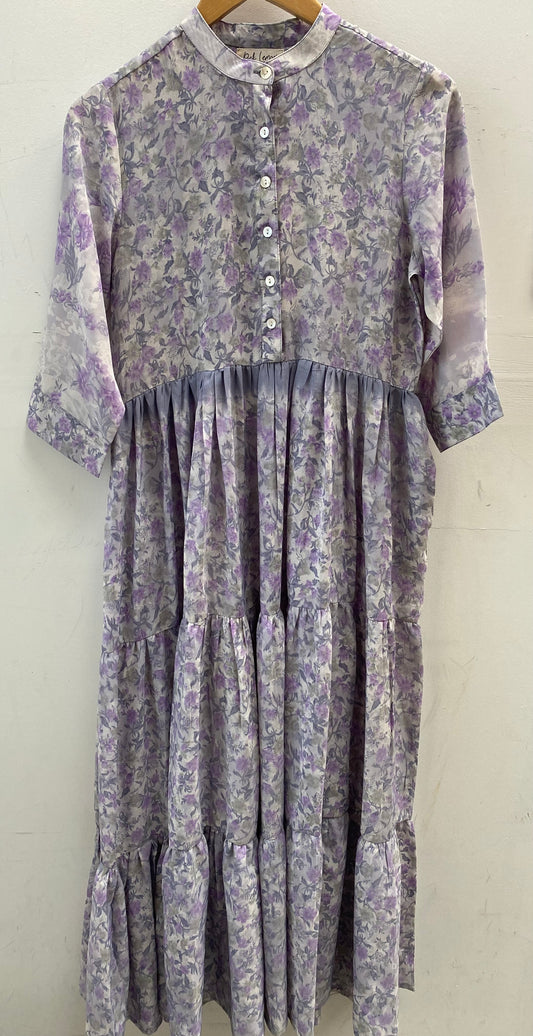 Prairie Round Neck Silk Dress S  - 017