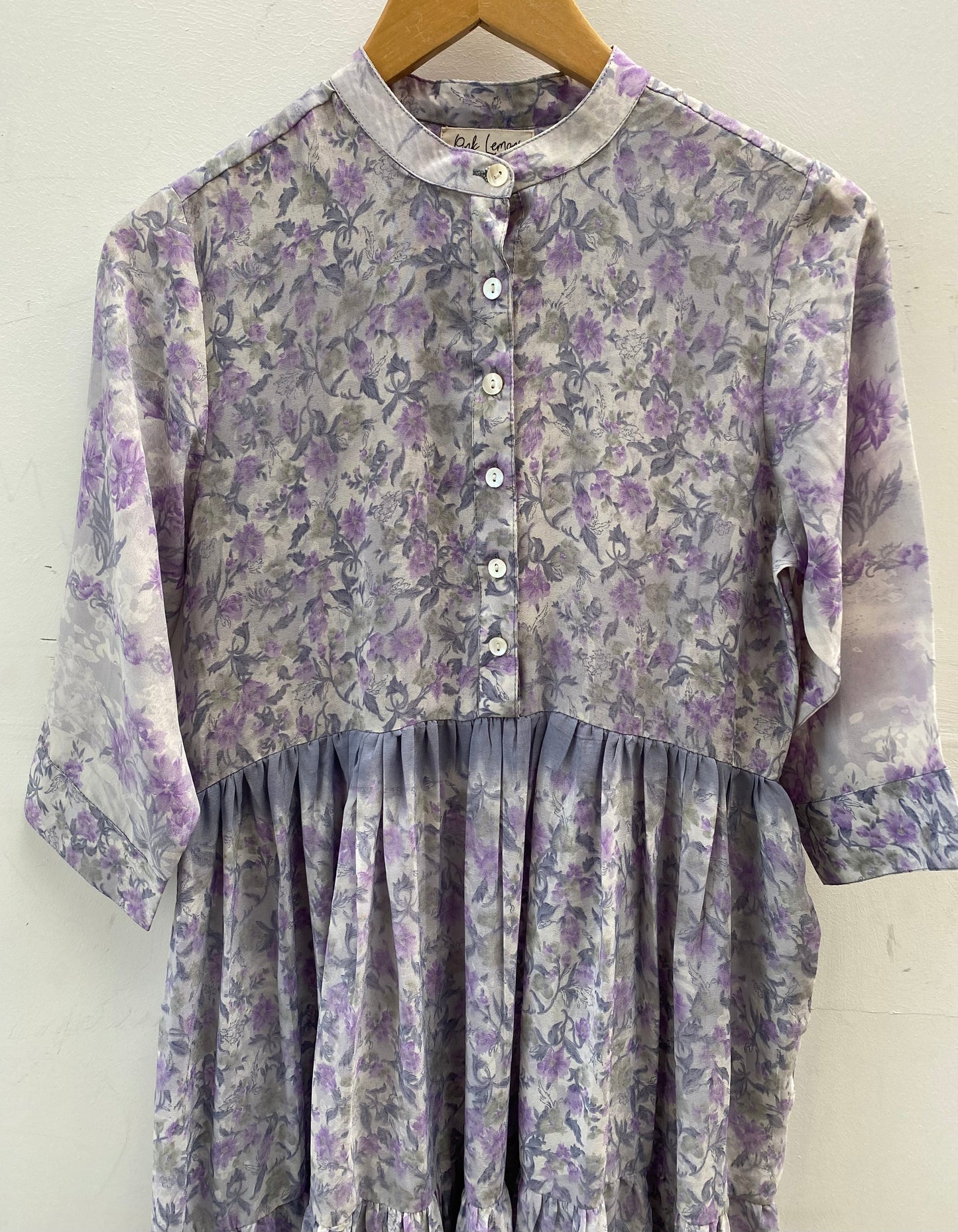 Prairie Round Neck Silk Dress S  - 017
