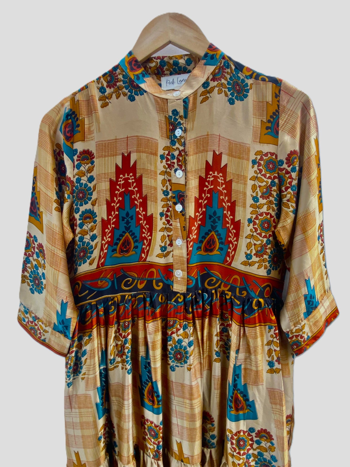 Prairie Round Neck Silk Dress XS - 023