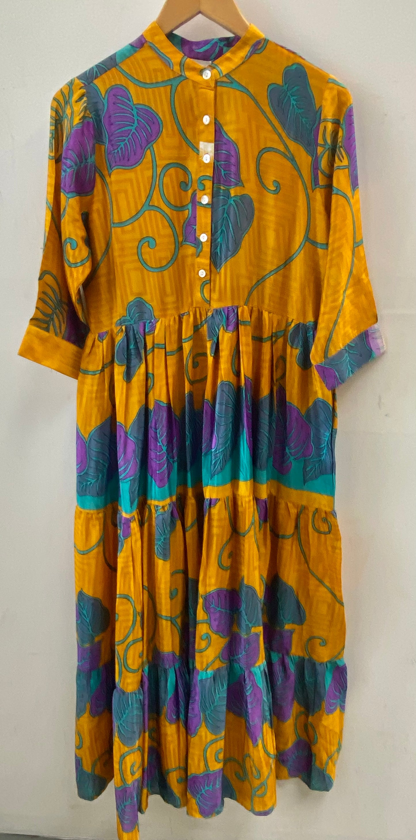 Prairie Round Neck Silk Dress S  - 023