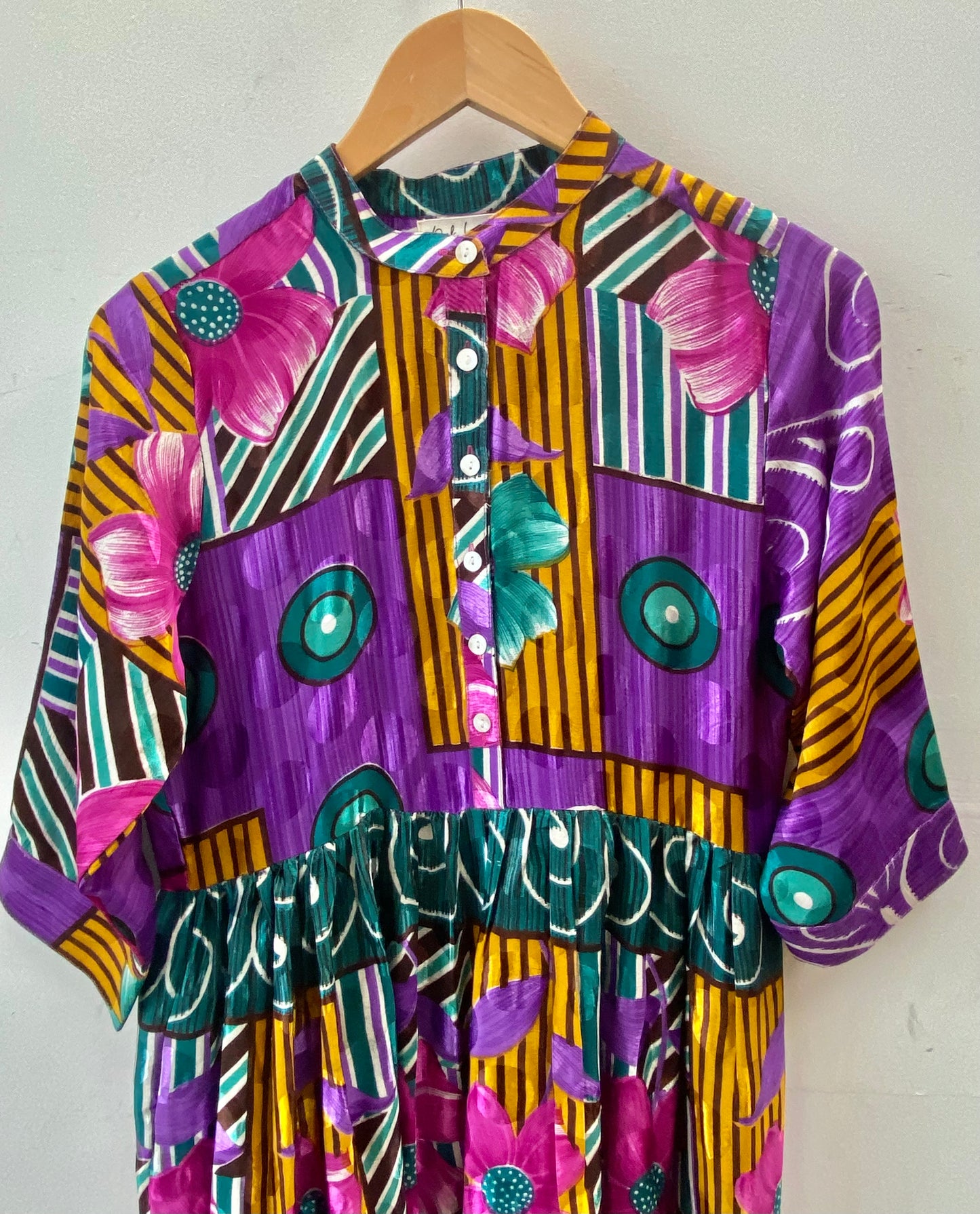 Prairie Round Neck Silk Dress S  - 024