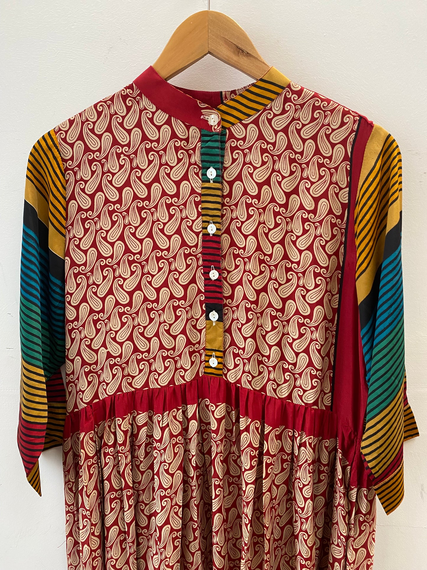 Prairie Round Neck Silk Dress M - 001