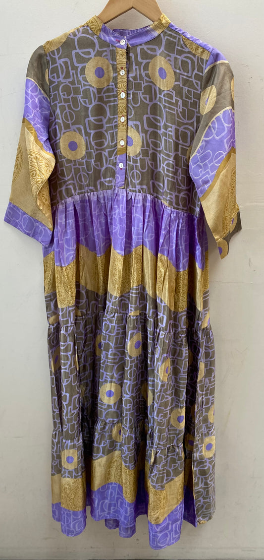 Prairie Round Neck Silk Dress M - 002