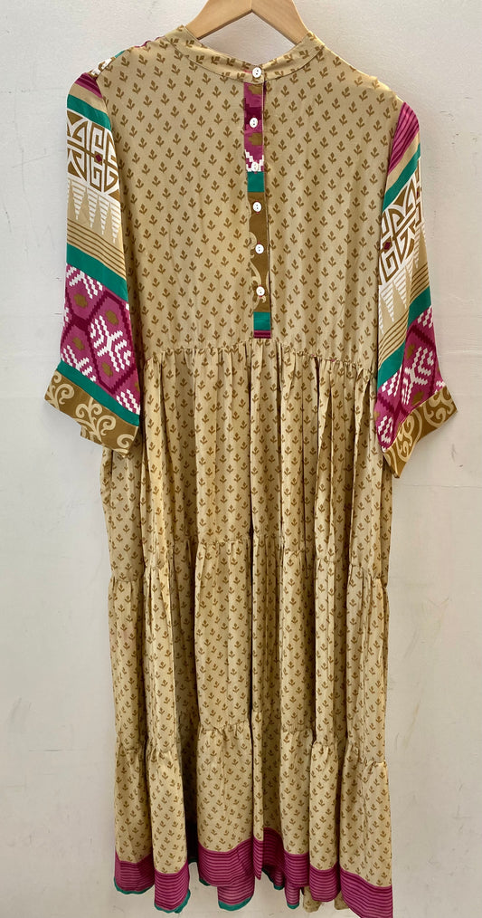 Prairie Round Neck Silk Dress XL - 002