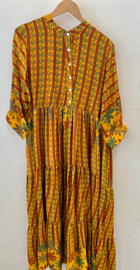 Prairie Round Neck Silk Dress 3XL - 001