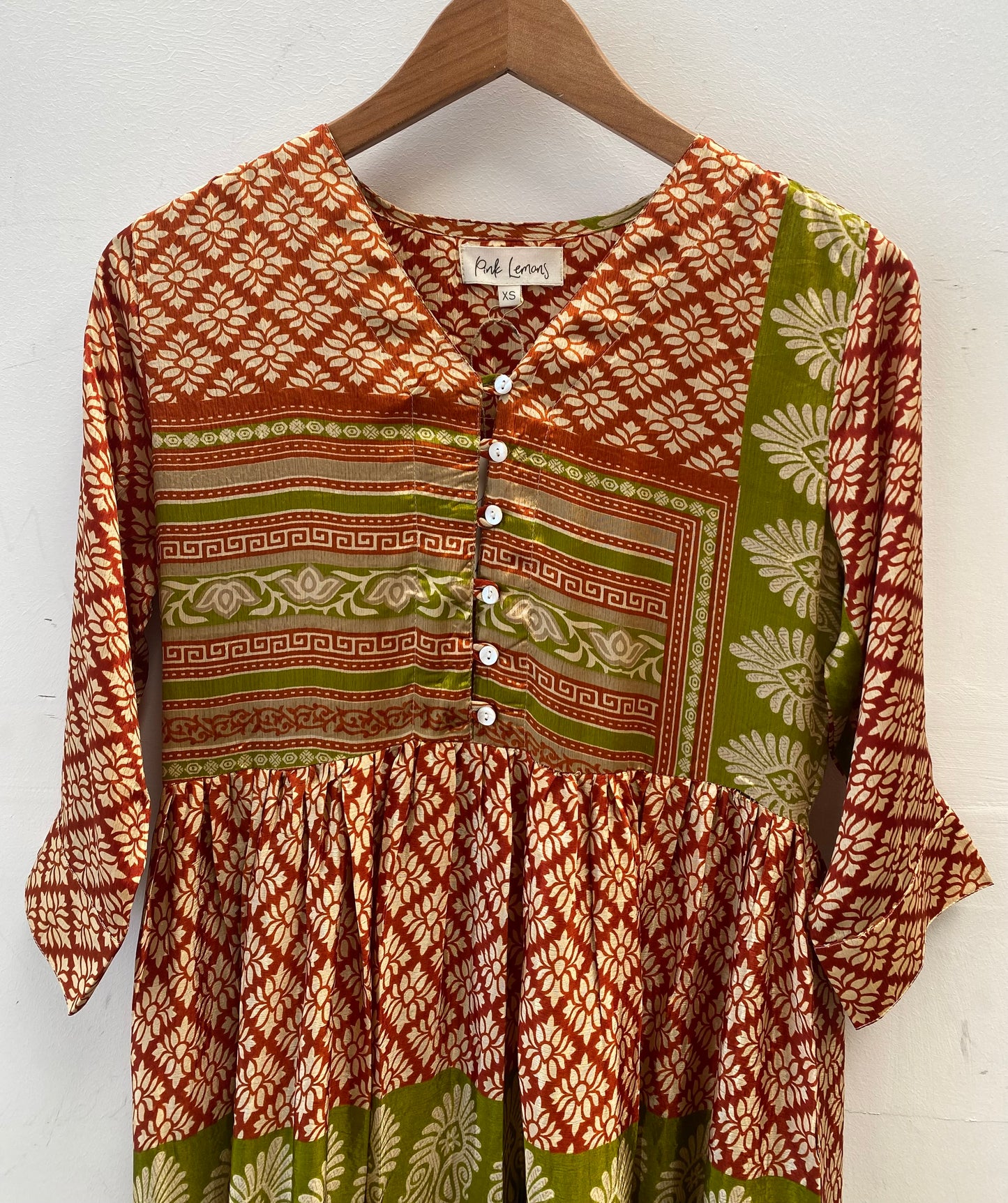 Prairie V-neck Silk Dress XS - 003