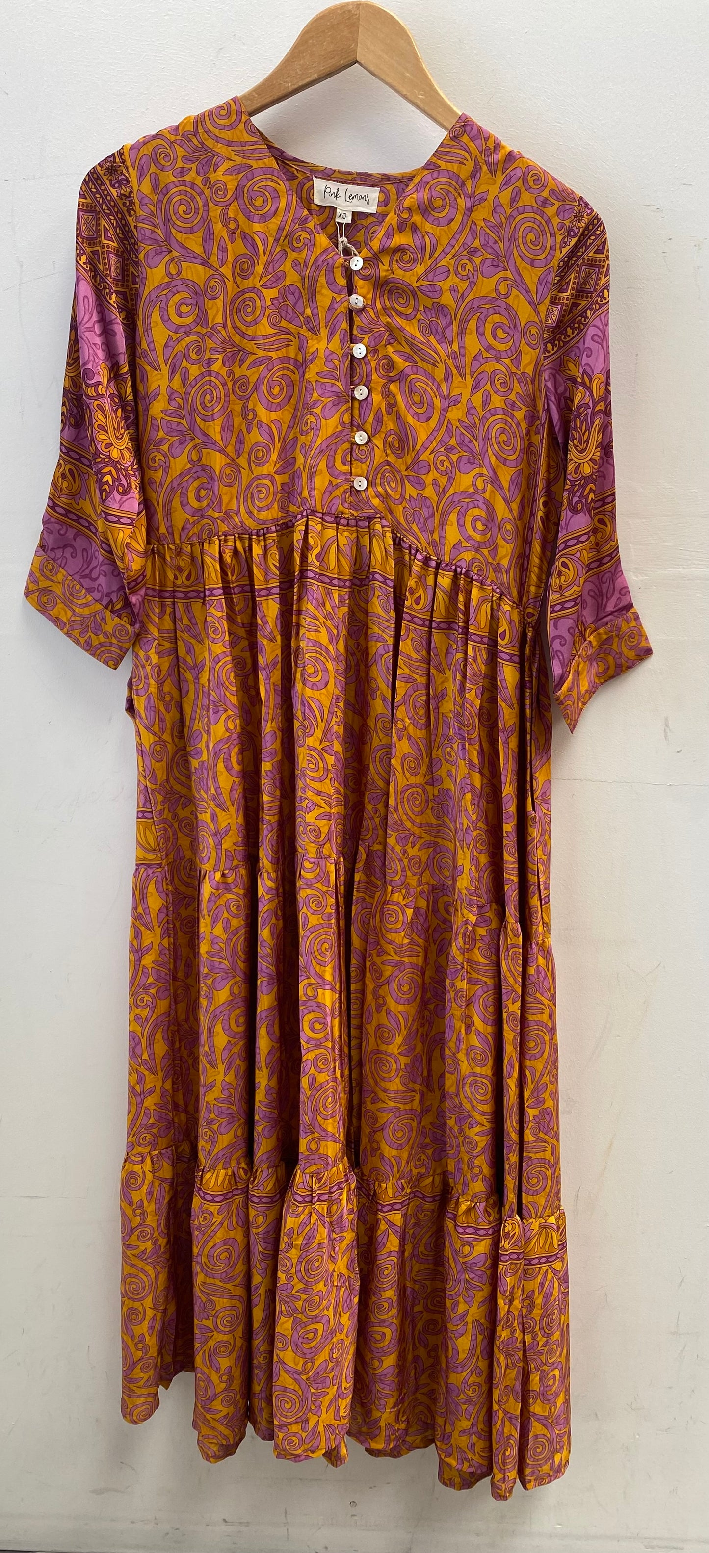 Prairie V-neck Silk Dress XS - 004