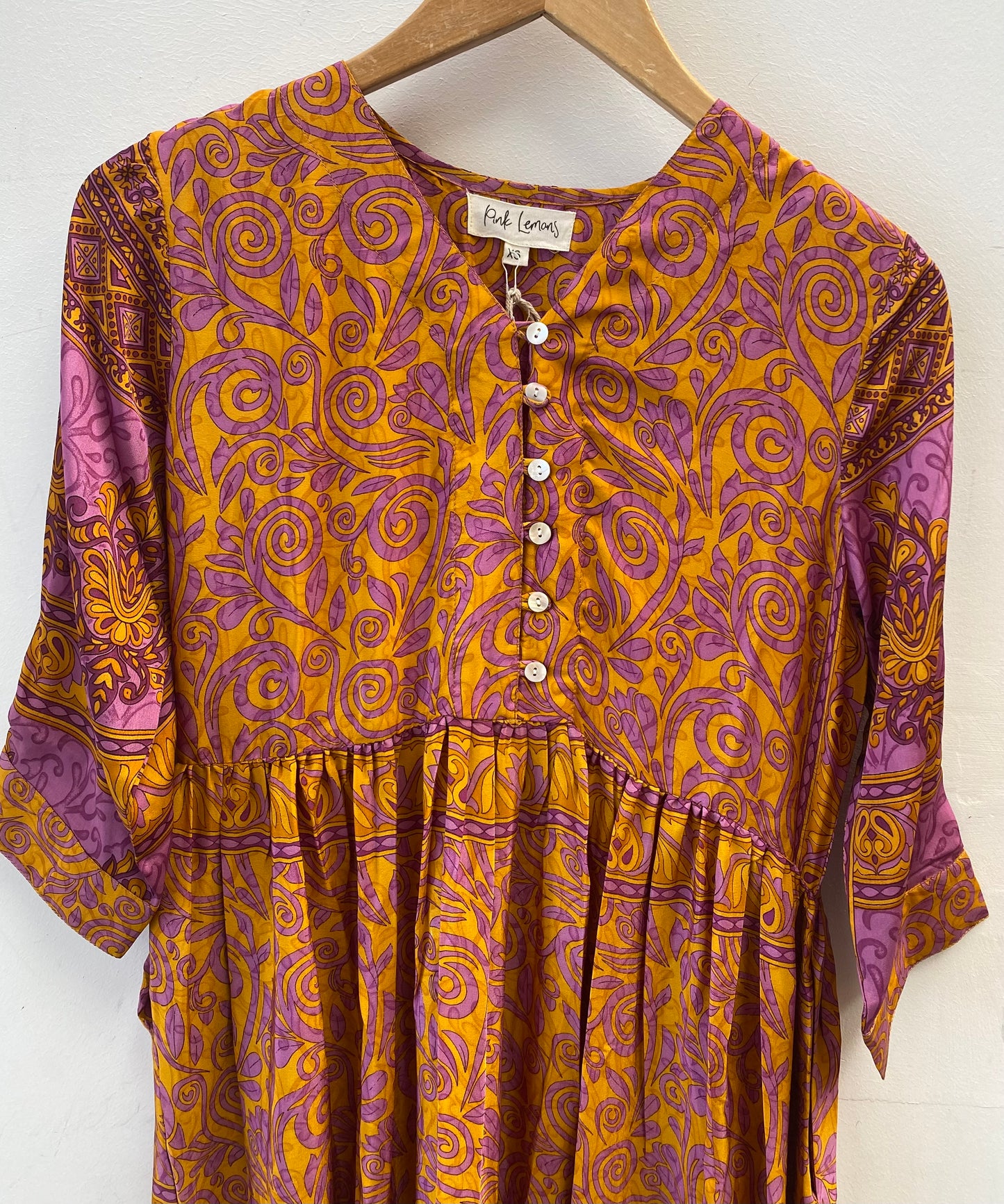 Prairie V-neck Silk Dress XS - 004