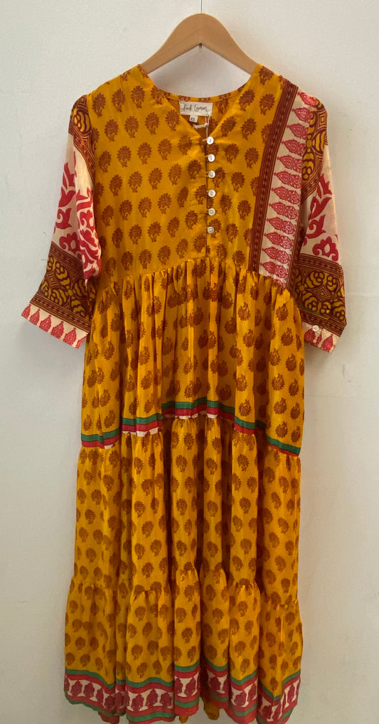 Prairie V-neck Silk Dress XS - 006