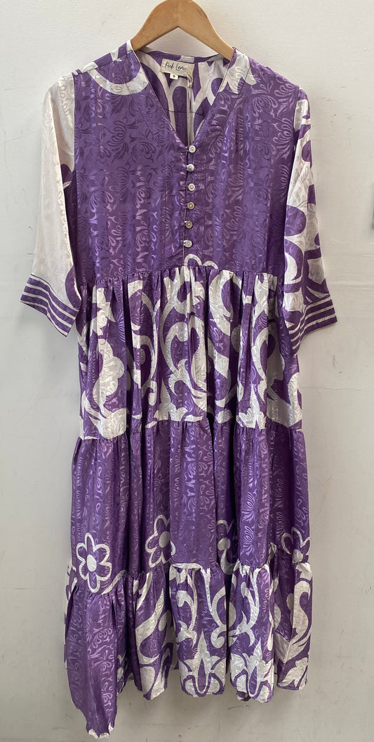 Prairie V-neck Silk Dress S - 070