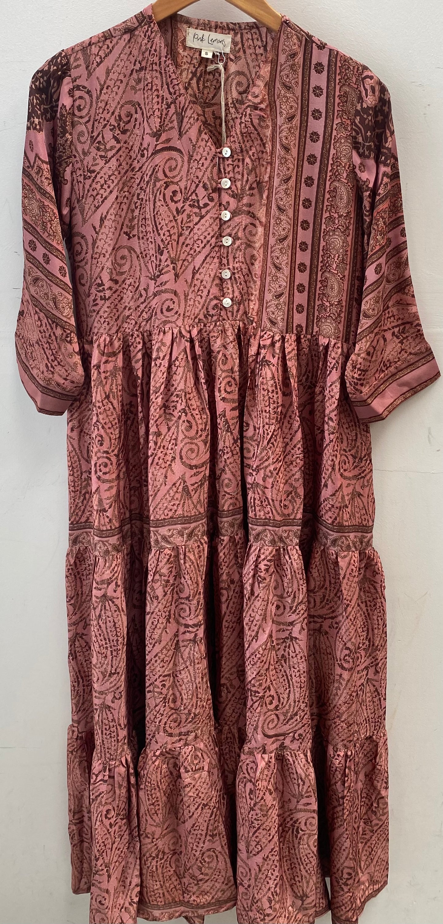 Prairie V-neck Silk Dress S - 065